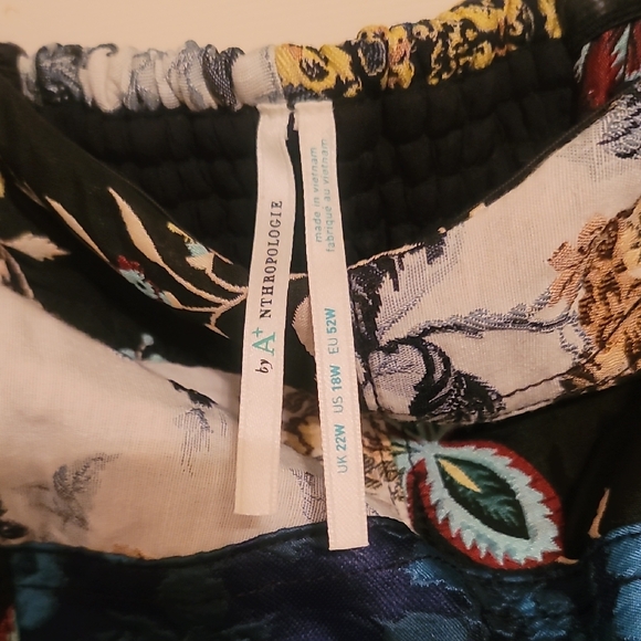 Anthropologie Strapless Dress in Blue, Black, and Brown - Picture 2 of 14